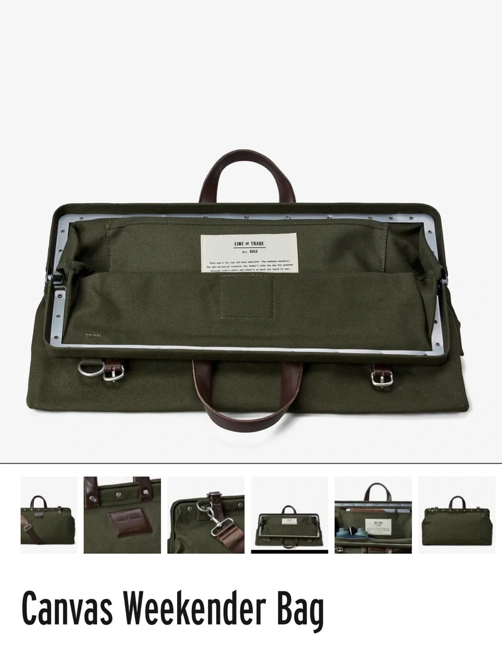 Canvas Weekender Duffel Bag - Olive Green